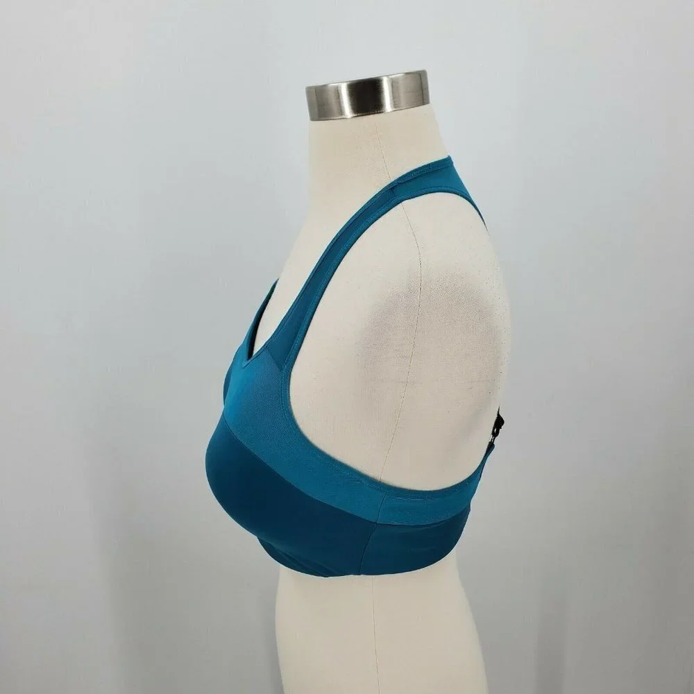 Nike Women's Dri-Fit Structured Sports Bra‎ Blue Black Hook & Eye Size Medium